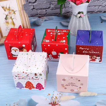 20 adet Kare Merry Christmas Kağıt Ambalaj Kutusu Noel Baba Favor Hediye Kutusu Mutlu Yeni Yıl Çikolata Şeker Kutusu Parti Malzemeleri