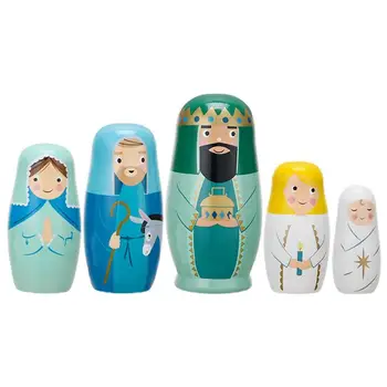 Isa Yuvalama Bebek 5 Adet Ahşap Rus İsa İstifleme İç İçe oyuncak seti Noel Paskalya doğum günü hediyesi Ev Odası Dekorasyon​