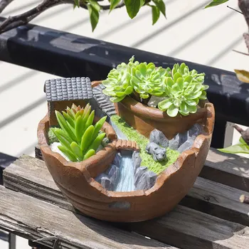 Yaratıcı Mini Hayvan Reçine Saksı Succulents Ekici Kaktüs Pot Sevimli çiçek saksısı Ev Ofis için masa dekoru Bahçe Hediye