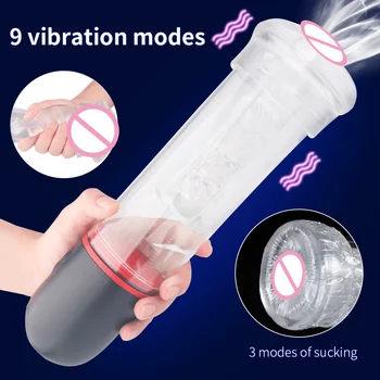 Erkek Otomatik Masturbator Penis Emme Vakum Pompası Penis Extender Artırmak için Ereksiyon Oral Seks Makinesi Yetişkin Seks Oyuncakları Erkekler için