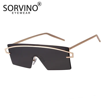 SORVINO Fütüristik Çerçevesiz Kalkan Güneş Gözlüğü 2020 Erkekler Kadınlar 90s Tasarımcı Altın Çerçevesiz Dikdörtgen Ayna güneş gözlüğü Tonları SP34