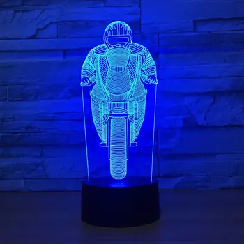 Binmek Motosiklet Modeli Akrilik LED 3D Lamba Uzaktan 3D Gece Lambası USB Renkli Ruh Parti Dekoratif Lamba Atmosfer Hediyeler