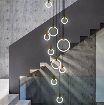 daire halka avizeler İskandinav sözleşmeli tasarımcı bar çift giriş merdiven villa örnek odası lambaları ve fenerler