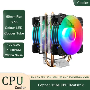 DON P2 CPU Soğutucu Çift Bakır boru ısı borusu CPU Soğutucu 3Pin 90mm Fan Radyatör LGA 775/115x / 1366 / 1200 AMD 754 / AM2 / AM3 / AM4