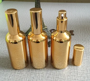 100ml altın yüksek dereceli cam vücut losyonu şişesi toptan ,losyon için 100 ml cam sprey pompa şişeleri, özel losyon şişeleri