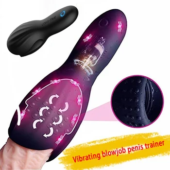 Erkek Masturbators Fincan Glans Titreşimli Oral Seks Makinesi Penis Eğitmen Seks Oyuncakları Erkekler İçin Penis vibratör masaj aleti Yetişkin Seks Ürünleri