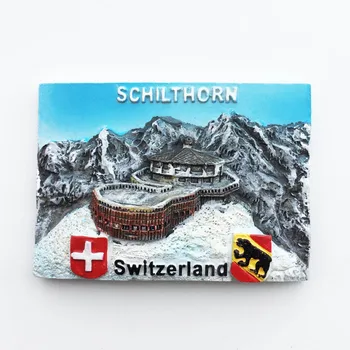 QIQIPP İsviçre Alps Schilthorn konumlar turist hatıra dekorasyon el sanatları manyetik buzdolabı mıknatısları
