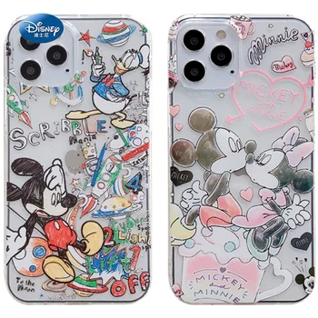 Moda Karikatür Disney Mickey Minnie Silikon Kılıf iPhone 12 11 Pro Max Mini X XR XS Max 7 8 6s Artı SE Darbeye Dayanıklı Yumuşak Kapak