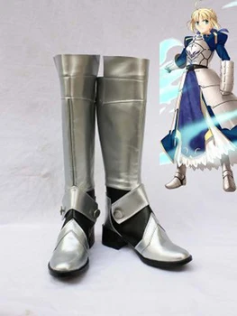 Kader Kalmak Gece Cosplay Saber Gümüş Uzun Cosplay Çizmeler Ayakkabı Anime Parti Cosplay Çizmeler Custom Made Kadın Ayakkabı