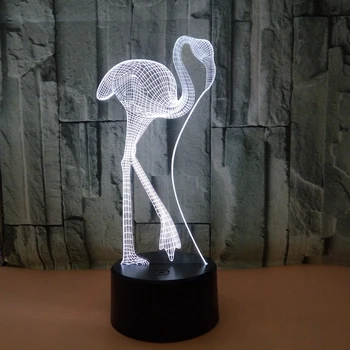 3D USB Illusion Akrilik Gece Lambası Flamingo Renk Değiştirme Dokunmatik Sensör Gece Lambası yatak odası dekoru Çocuk Bebek LED Gece Lambası