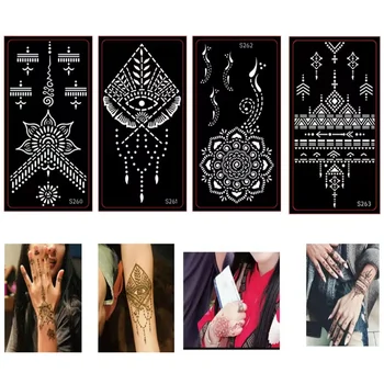 100 Adet Toptan Indina Arap Mandala Kına Dövme Stencil Vücut Ağrısı için Mehndi Kendinden Yapışkanlı Dövmeler Şablonları El