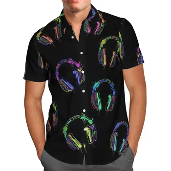 Walkman 3D Baskı Plaj Hawaiian 2021 Yaz Gömlek Kısa Kollu Gömlek Streetwear Boy 5XL Camisa Sosyal Chemise Homme-787